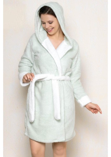 Wellsoft Peluş Sabahlık Kapüşonlu Bornoz Yumoş Alperi 71-05