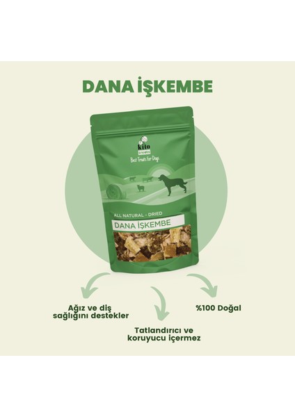 Dana Işkembe Çiğnemelik Köpek Ödül Maması %100 Doğal, Glutensiz, Organik 100 gr