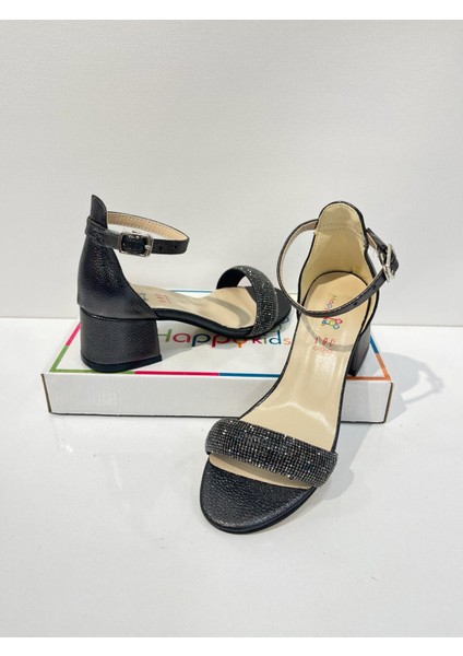 Kız Çocuk Abiye Ayakkabı Platin Rugan Tek Bantlı Taşlı Mezüniyet-Düğün Topuklu Çocuk Abiye Ayakkabı