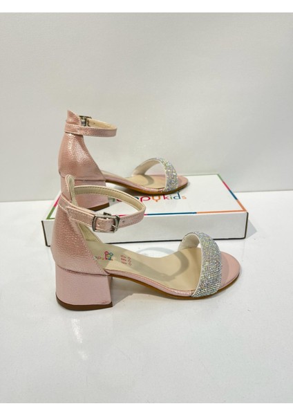 Kız Çocuk Abiye Ayakkabı Pudra Rugan Tek Bantlı Taşlı Mezüniyet-Düğün Topuklu Çocuk Abiye Ayakkabı fiyatları