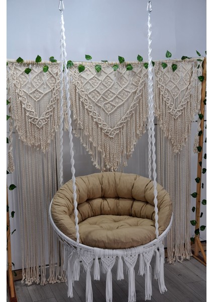 Makrome Relax Salıncak ( Beyaz ) Minderli fırsatları