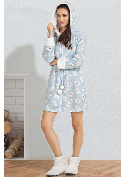 KADIN KAPÜŞONLU POLAR YUMOŞ FERMUARLI SABAHLIK 16-168 fırsatları