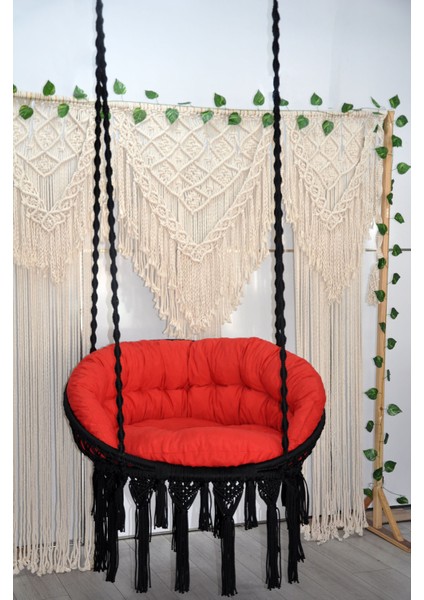 Makrome Relax Salıncak ( Siyah ) Minderli