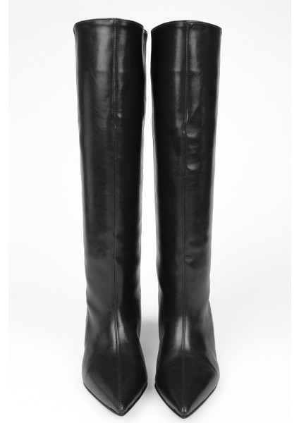 Kadın Blaze Siyah Cilt Kısa Sivri Topuklu Çizme modelleri