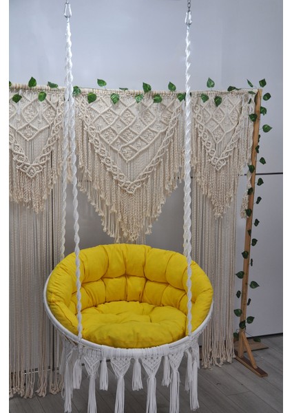 Makrome Relax Salıncak ( Beyaz ) Minderli