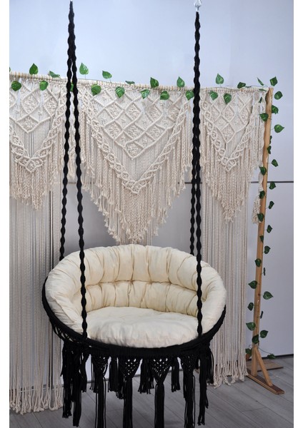 Makrome Relax Salıncak ( Siyah ) Minderli