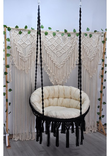 Makrome Relax Salıncak ( Siyah ) Minderli fırsatları