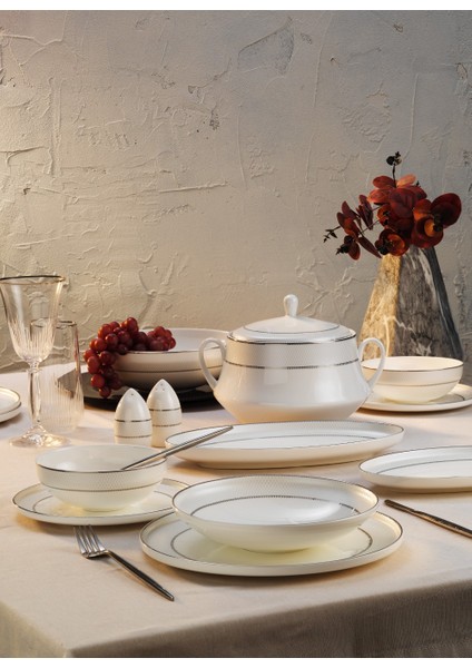 60 Parça Hn Vanessa Platin Porselen Yemek Takımı AR252963