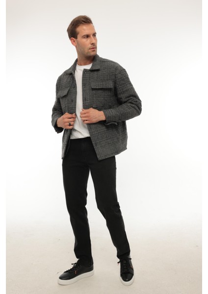 Füme Çizgili Kapitone Detaylı Regular Fit CEKET-2455