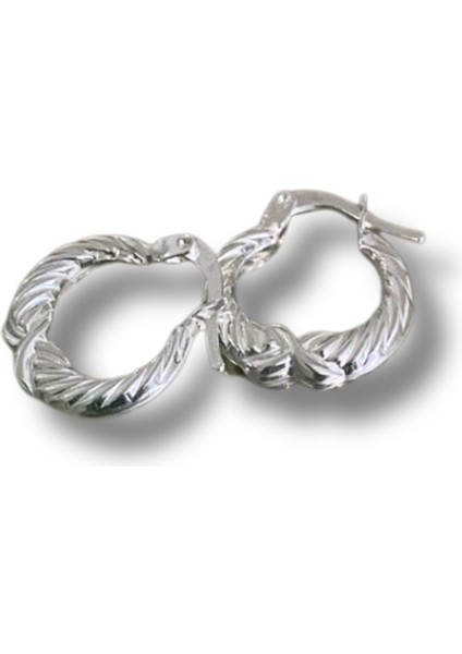 925 Ayar Ince Desenli Ay Küpe