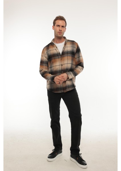 Kamel Siyah Kareli Regular Fit Oduncu Gömleği- 2449 fiyatları