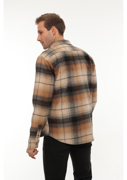 Kamel Siyah Kareli Regular Fit Oduncu Gömleği- 2449 modelleri