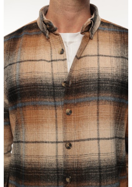 Kamel Siyah Kareli Regular Fit Oduncu Gömleği- 2449 indirimleri