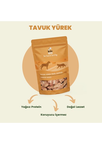 Freeze Dried Tavuk Yürek Ödül Maması Kediler için (30 gr)