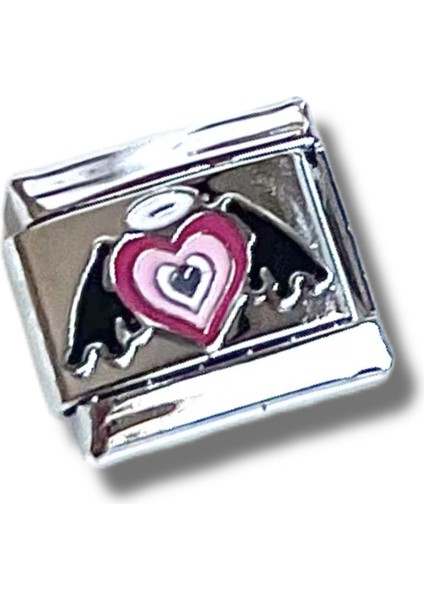 Black Wing Angel Heart Charm