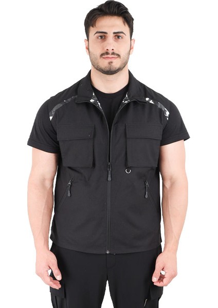 Kamuflaj Detaylı Ripstop Yelek - Siyah - Zenobya