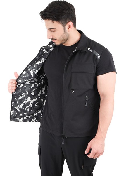 Kamuflaj Detaylı Ripstop Yelek - Siyah - Zenobya modelleri
