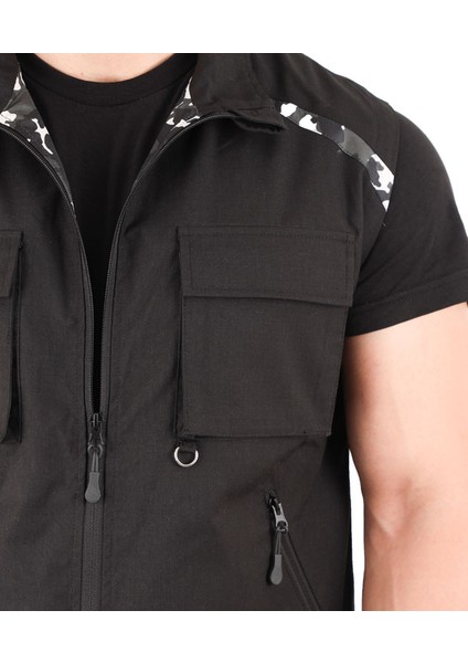 Kamuflaj Detaylı Ripstop Yelek - Siyah - Zenobya fırsatları