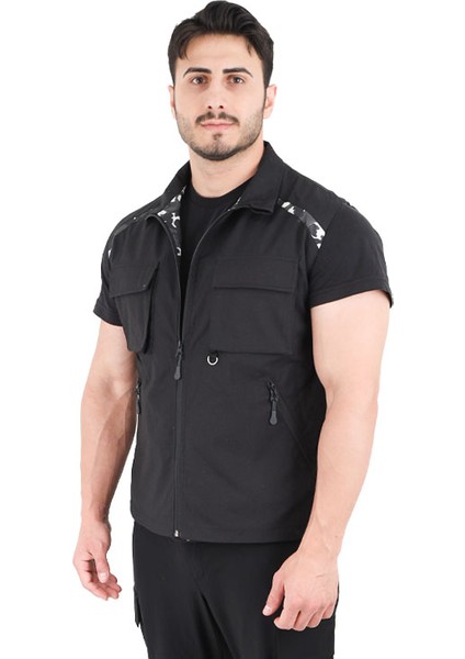 Kamuflaj Detaylı Ripstop Yelek - Siyah - Zenobya indirimleri