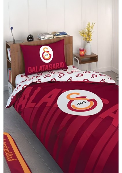 Galatasaray Kırmızı Logo Tek Kişilik Pamuk Lisanslı Nevresim Takımı