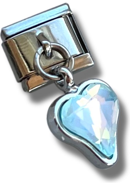 Sallantılı Hologram Ice Blue Middle Kalp Charm
