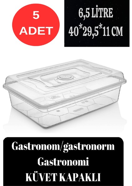 Gastronom Küvet 5 Adet Küvet Kapaklı Gastronomi Küveti 6,5 Lt Ekmek Pizza Pide Hamur Teknesi