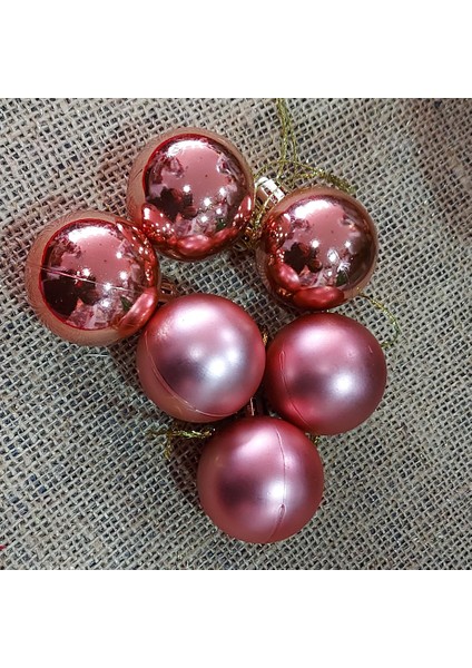 Noel Top 6 Lı 4 cm Roze Mat ve Parlak
