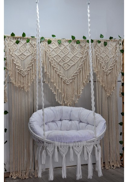 Makrome Relax Salıncak ( Beyaz ) Minderli fırsatları