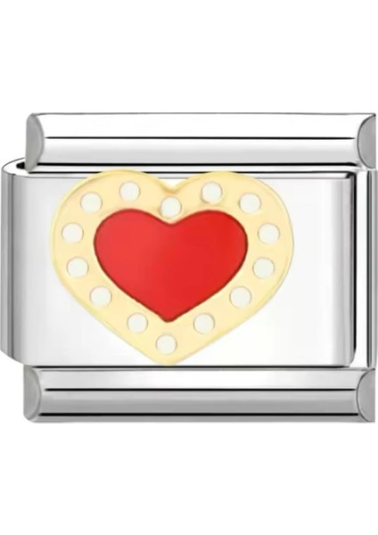 Red Gold Heart Charm