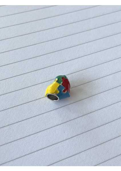 Renkli Puzzle Kalp Pndr Charm