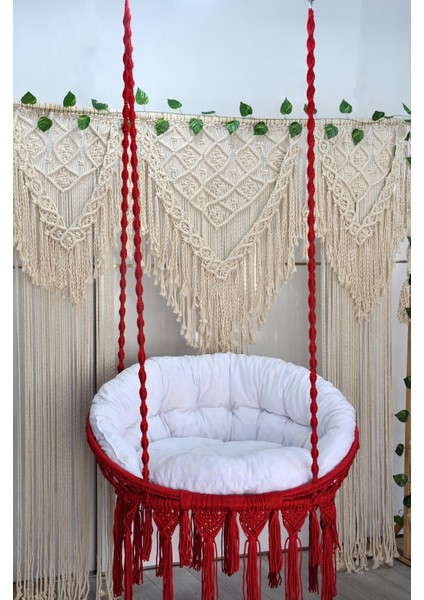 Makrome Relax Salıncak ( Kırmızı ) Minderli fiyatları
