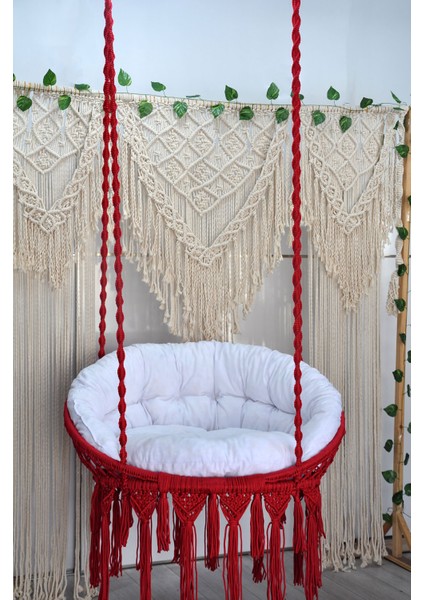 Makrome Relax Salıncak ( Kırmızı ) Minderli modelleri