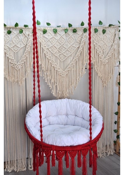 Makrome Relax Salıncak ( Kırmızı ) Minderli fırsatları