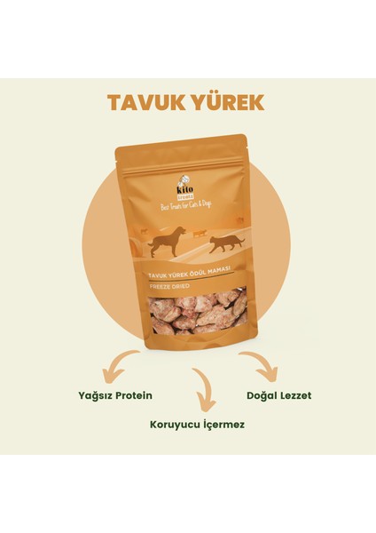 Freeze Dried Tavuk Yürek Ödül Maması Köpekler Için (30 gr)