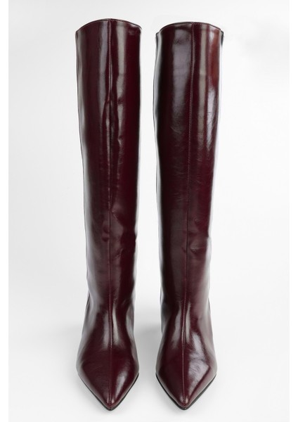 Kadın Blaze Bordo Cilt Kısa Sivri Topuklu Çizme modelleri