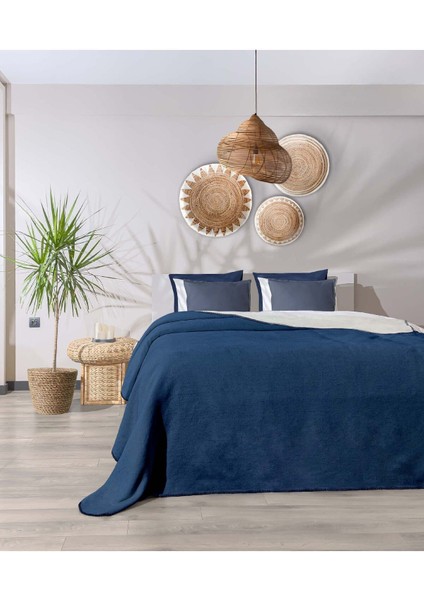 Yumuşak Pamuklu Tek Kişilik Battaniye, Mavi-Krem, 150x200, Rahat ve Şık Materyal fiyatları