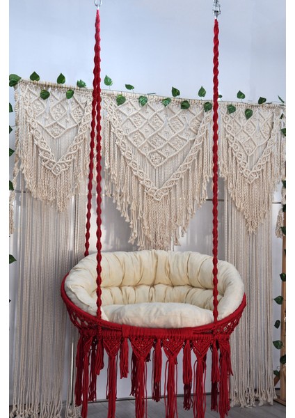 Makrome Relax Salıncak ( Kırmızı ) Minderli fiyatları