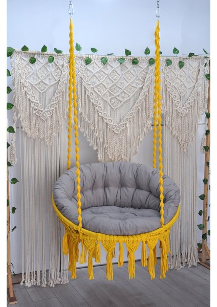 Makrome Relax Salıncak ( Sarı ) Minderli modelleri