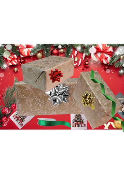 Italyan Hediye Paketleme Kağıdı, Kraft Çiçek Yaprak Desenli Ambalaj Kağıdı, Altın, NO-704G, 70X200CM