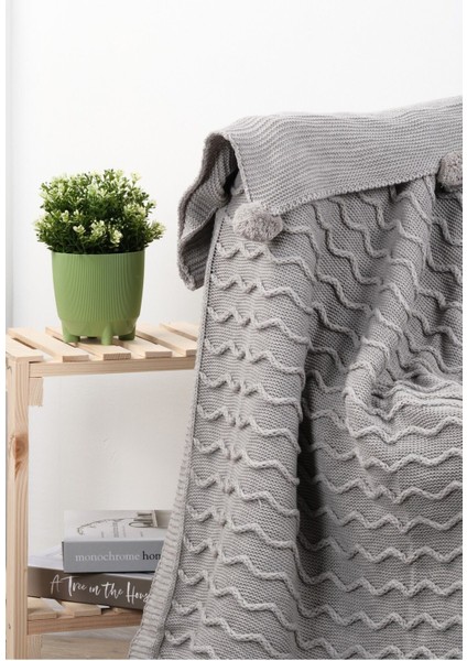 Yumuşak triko örgülü battaniye, 130x170, gri, ev ve dekorasyon şıklığı için ideal modelleri