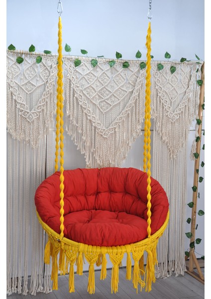 Makrome Relax Salıncak ( Sarı ) Minderli