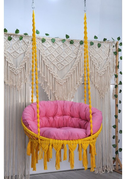 Makrome Relax Salıncak ( Sarı ) Minderli fırsatları
