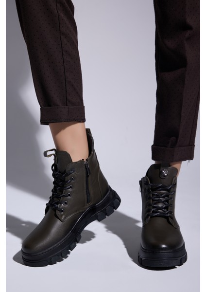 Angelika Deri Bağcıklı Kadın Bot indirimleri