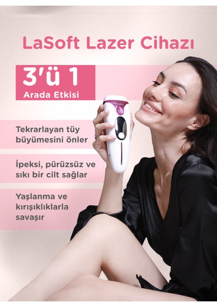 LaSoft Lazer Epilasyon Aleti Evde Acısız Ipl Lazer Epilatör Yüz Tüm Vücut Ve Genital Bölge Lazer