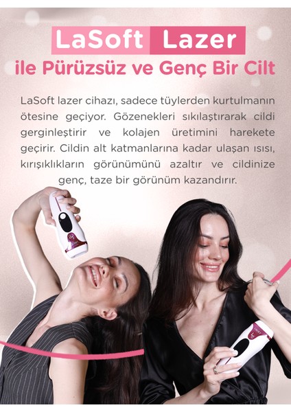 LaSoft Lazer Epilasyon Aleti Evde Acısız Ipl Lazer Epilatör Yüz Tüm Vücut Ve Genital Bölge Lazer