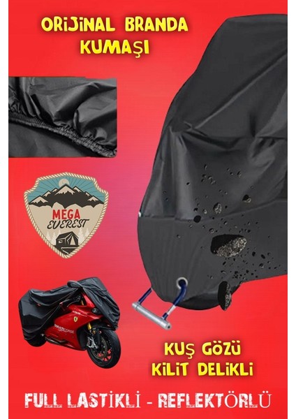 Premium Segment Siyah Motosiklet Brandası 4 Mevsim Kuş Gözlü Reflektörlü fiyatları