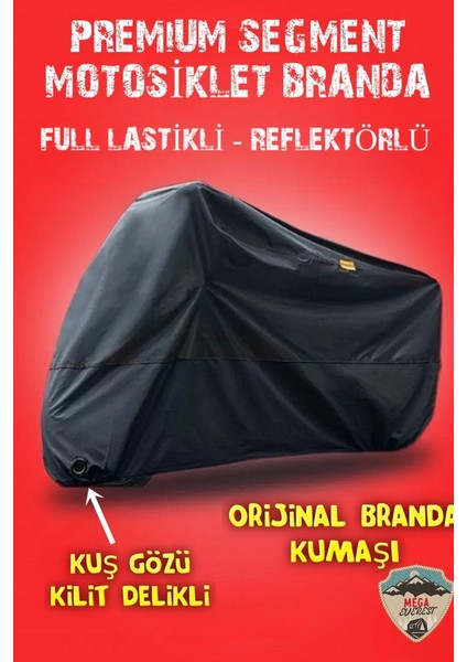 Premium Segment Siyah Motosiklet Brandası 4 Mevsim Kuş Gözlü Reflektörlü modelleri