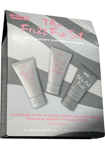 The Frizz Fix Şampuan, Saç Kremi ve Şekillendirici Krem Başlangıç Kiti