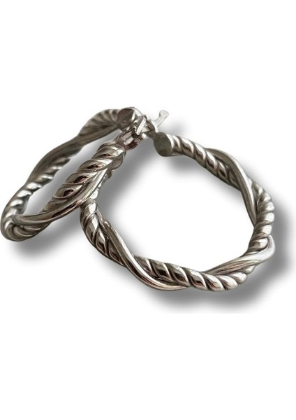 925 Ayar Gümüş Klips Halka Burgu Büyük Boy Küpe 30 mm fiyatları