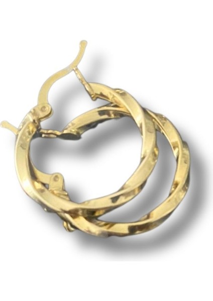 925 Ayar Gümüş Burgulu Halka Küpe Gold